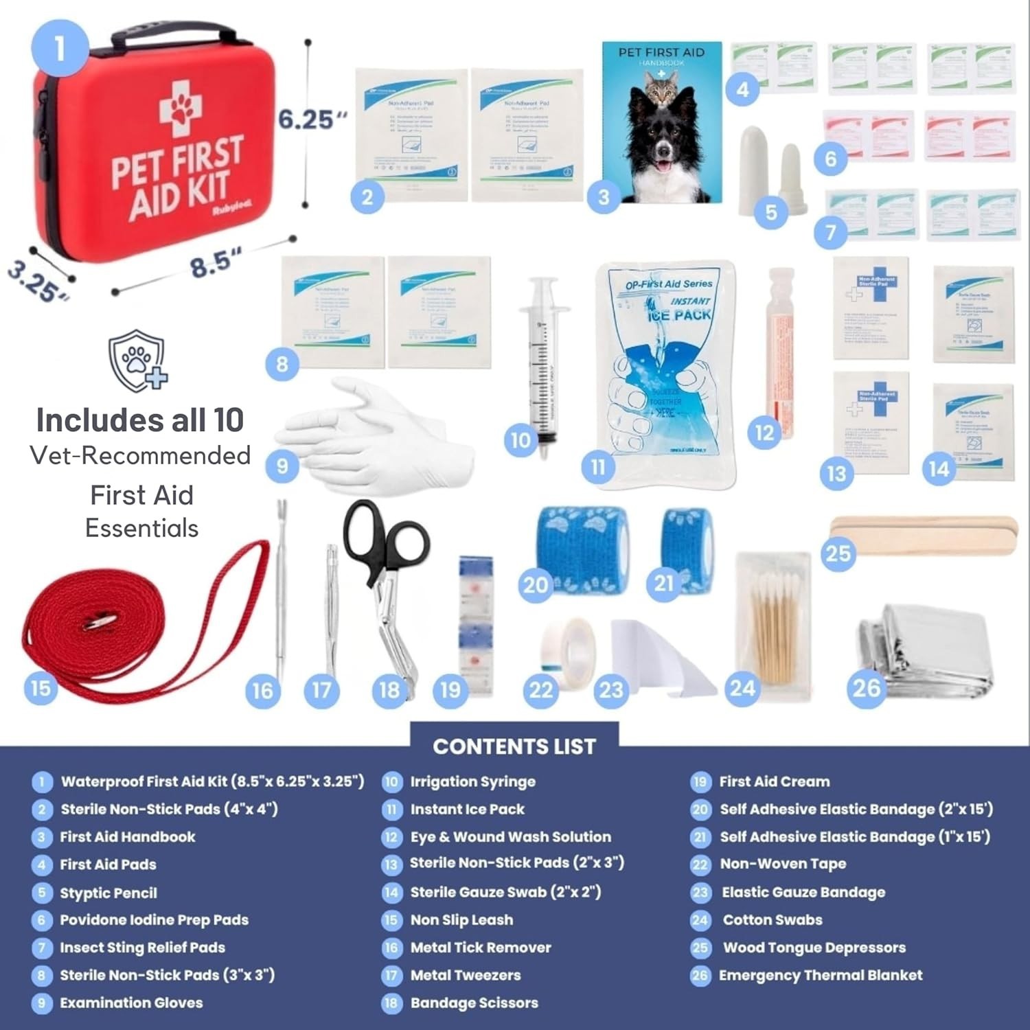 Dog First Aid Kit – Vet Approved Emergency Supplies – Pet First Aid Kit Guide
