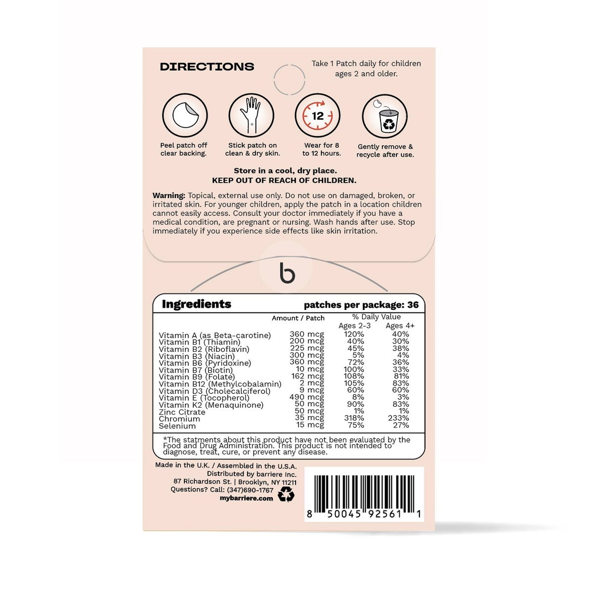 barriere Kids’ Multivitamin Animal Kingdom Patches -36ct:Patch,Health And Beauty