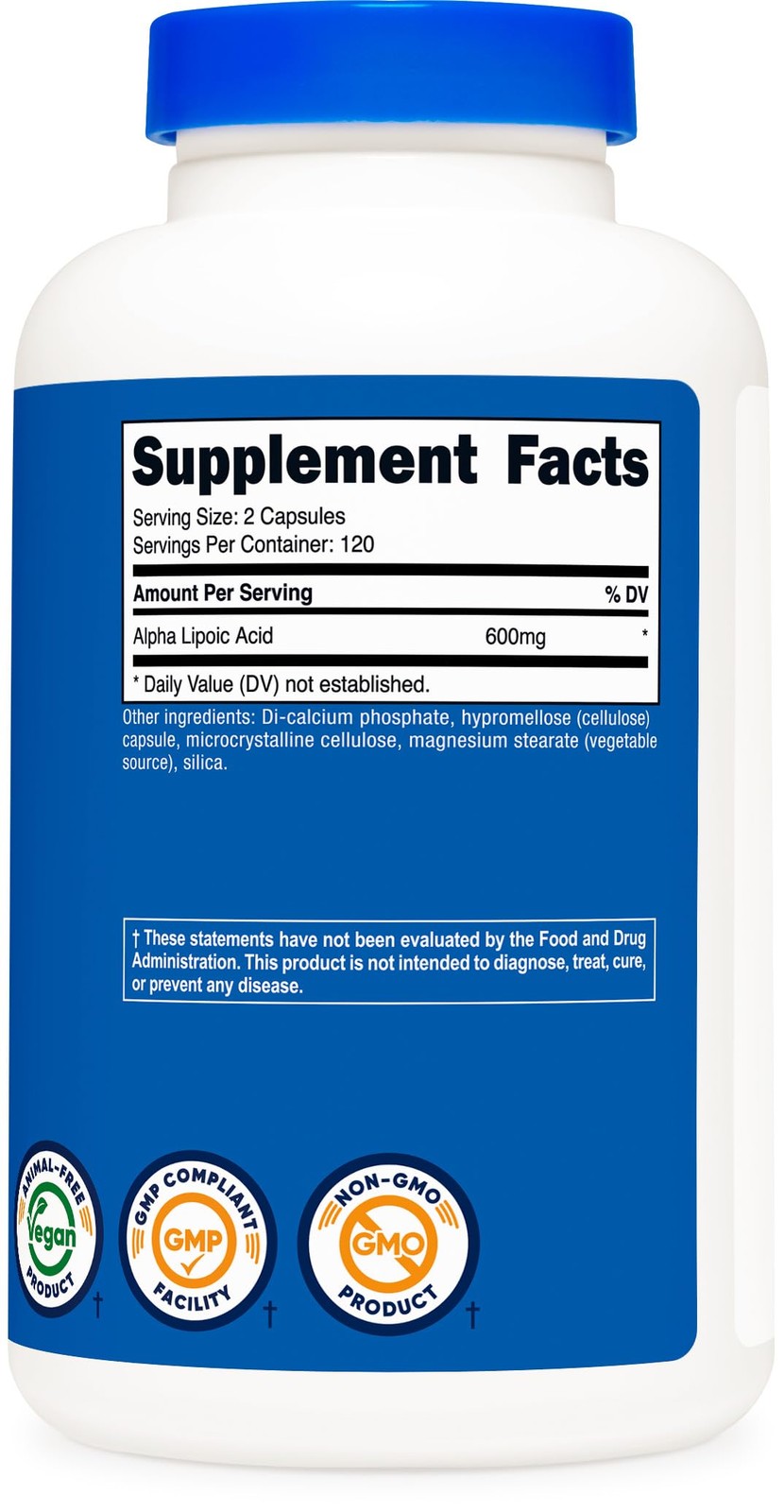 Nutricost Alpha Lipoic Acid 600mg Per Serving, 240 Count (Pack of 1), White