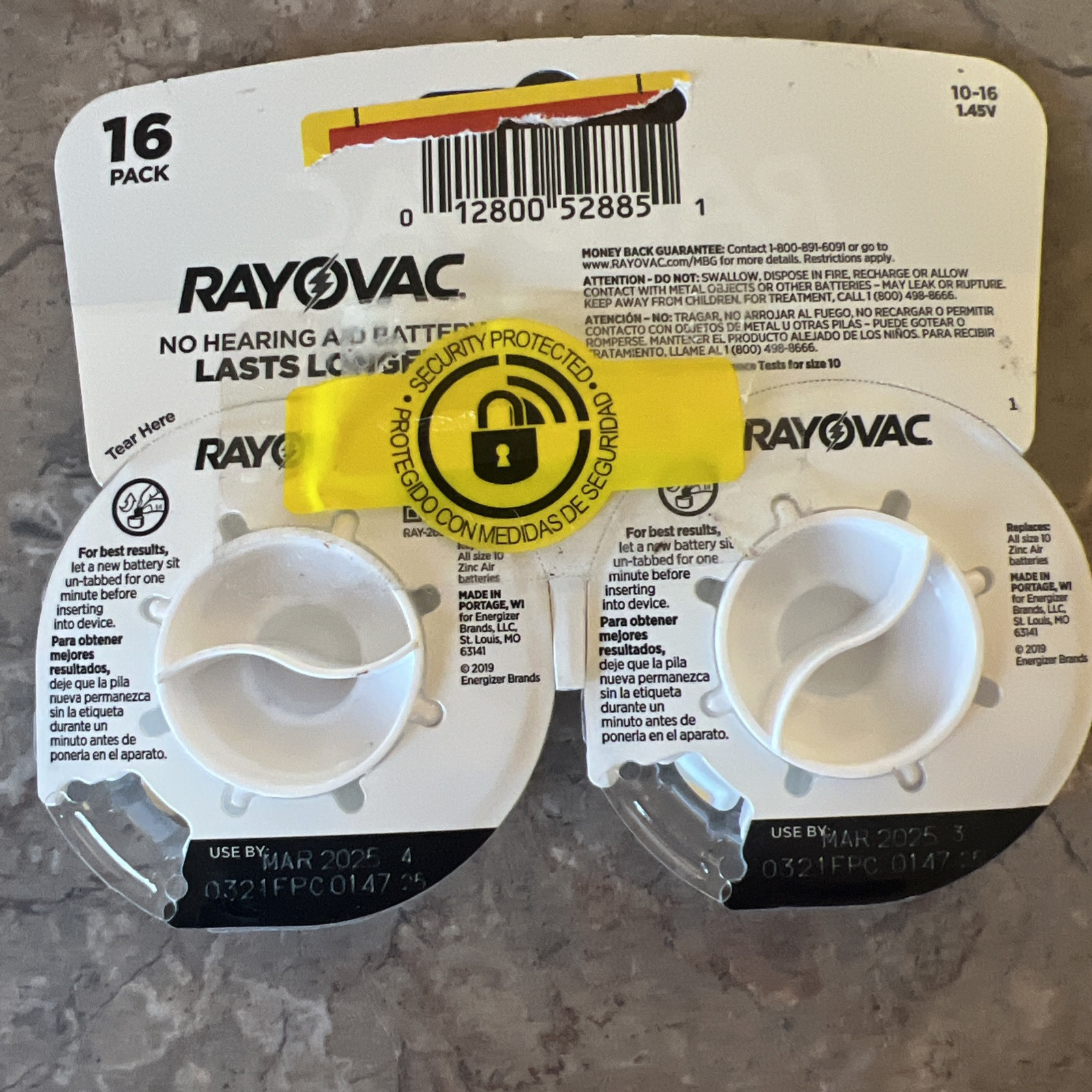 Rayovac Hearing Aid Batteries Size 10 Pack Expires 3/2025