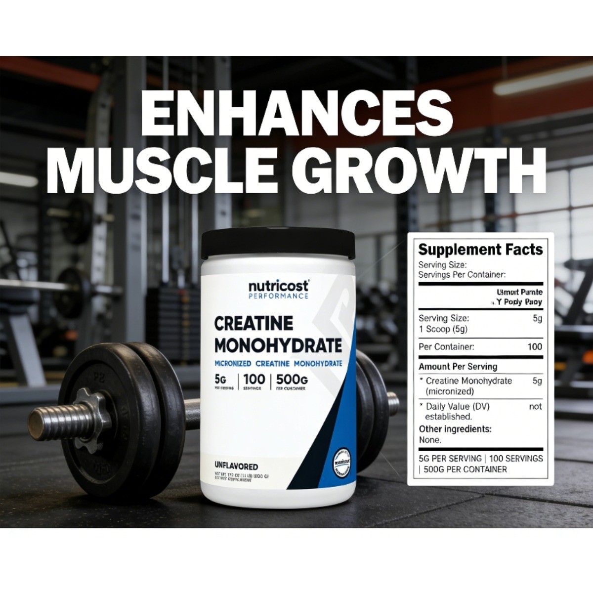 Nutricost Micronized Creatine Monohydrate – Pure Powder for Strength