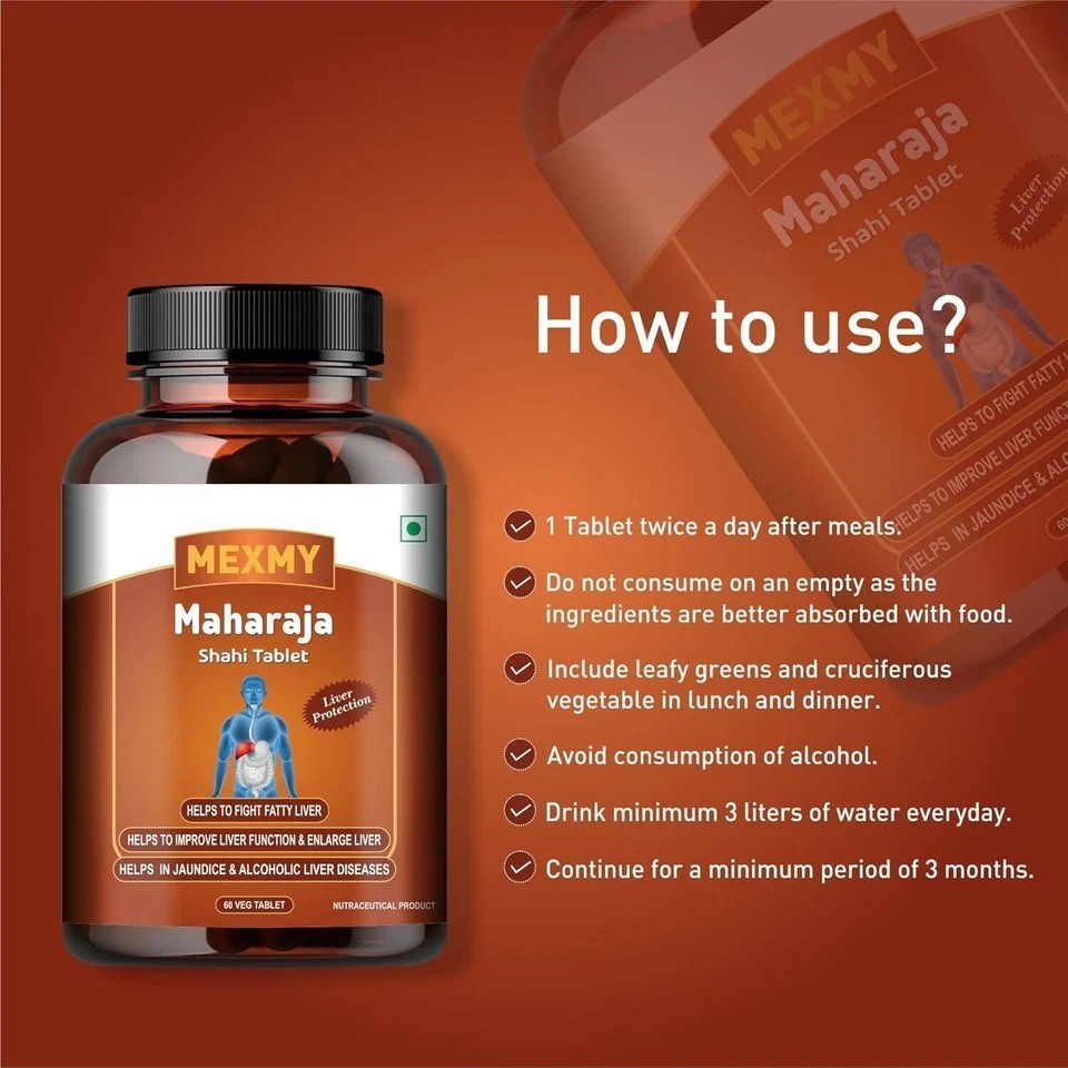 Mexmy Maharaja Shahi Liver Support & Detox Tablet | Herbal Formula for Liver Hea