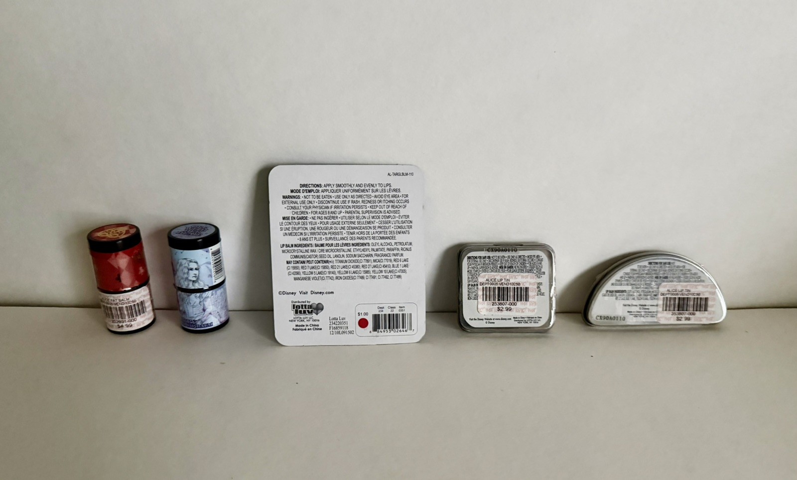 Disney Alice in Wonderland Lip Balms Assorted Lot of 5