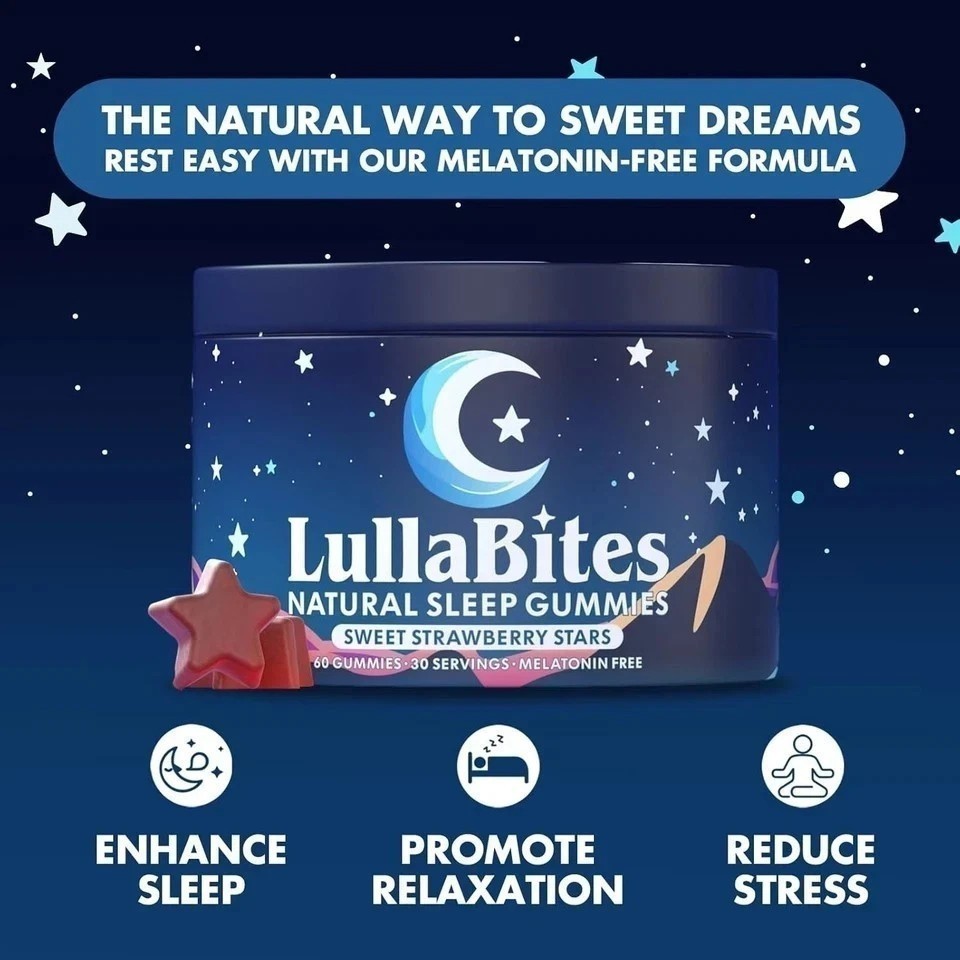 LullaBites Natural Sleep Gummies 60 Gummies-30 Servings NEW