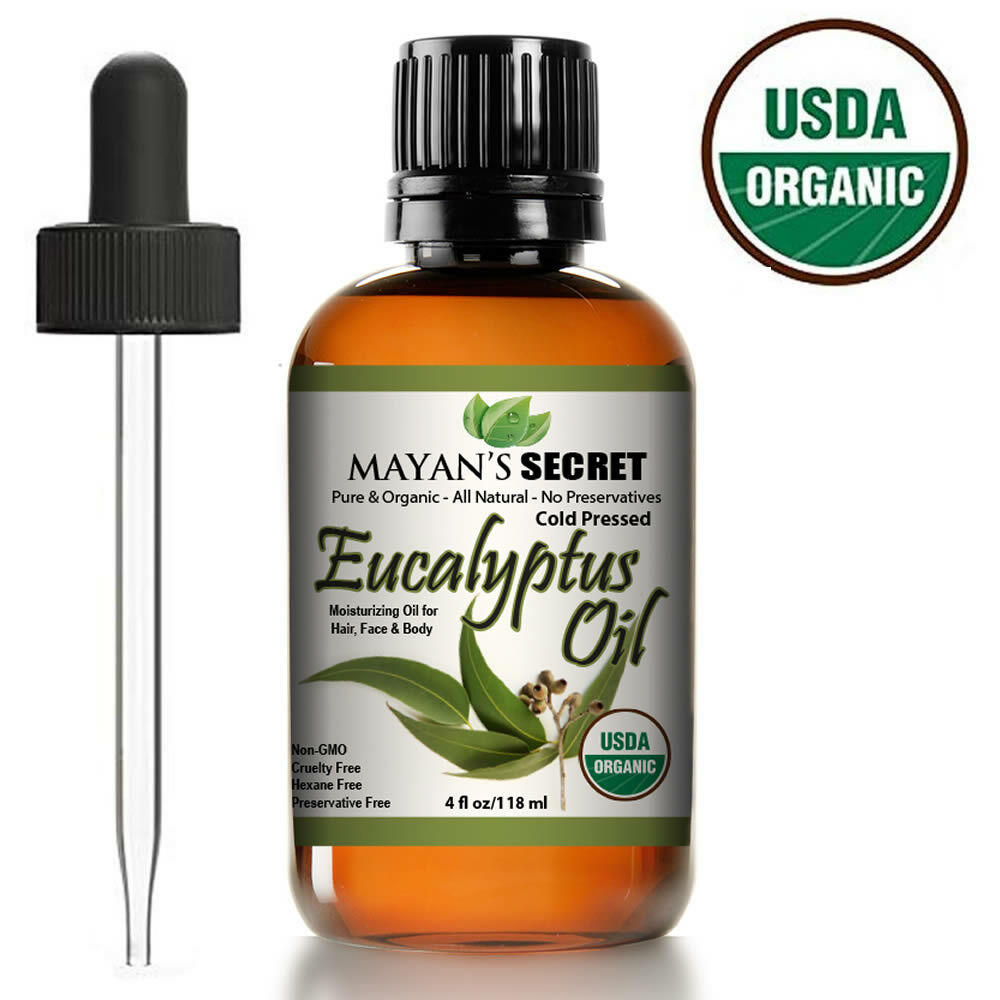 100% Pure Virgin Certified USDA Organic Eucalyptus Essential Oil (Huge 4oz)