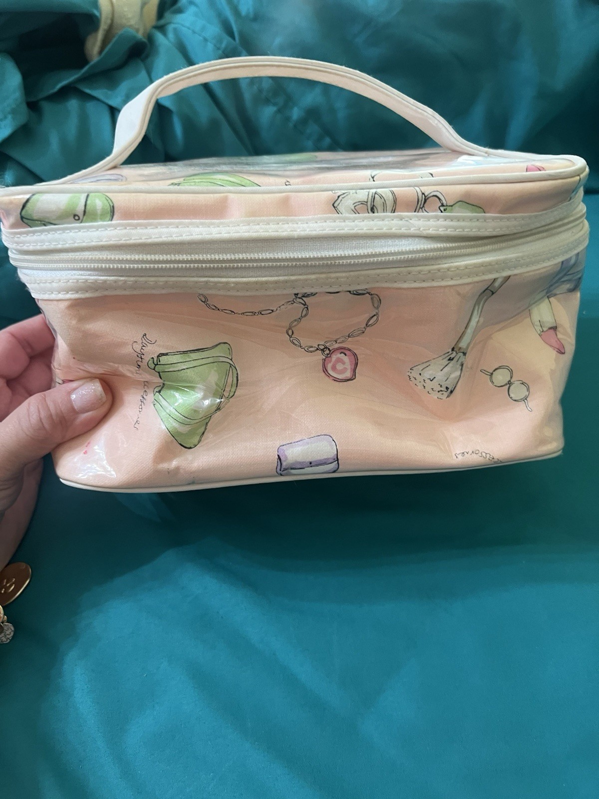 Pink Makeup Bag Case with Zipper Closure and Top Handle, Zippered Pouch
