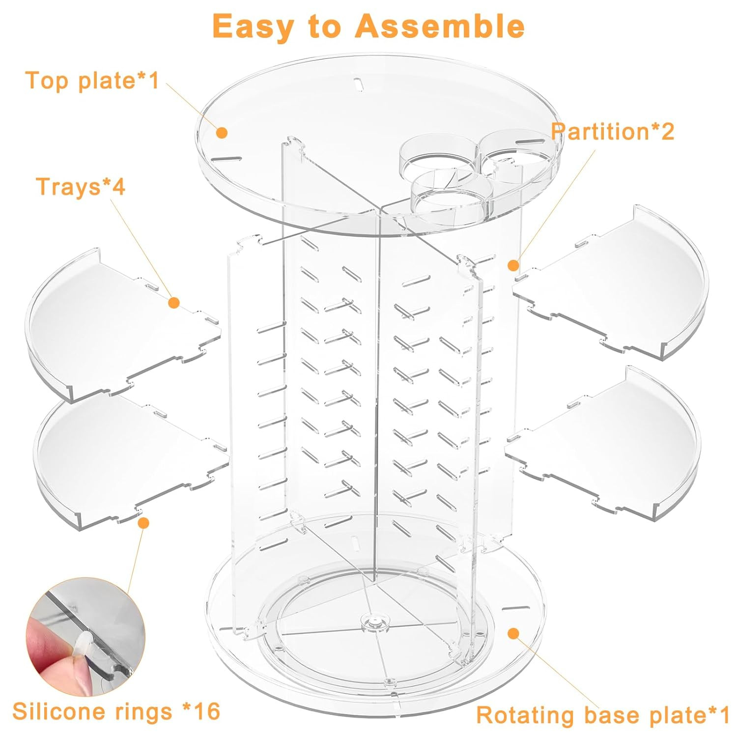 Rotating Makeup Organizer, DIY 8 Adjustable Layers Spinning Skincare Storage, Co