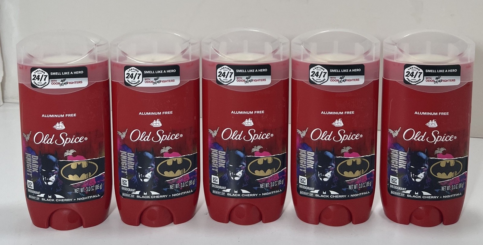 5x Old Spice DARK KNIGHT/BATMAN Black Cherry Nightfall ANTIPERSPIRANT/DEODORANT