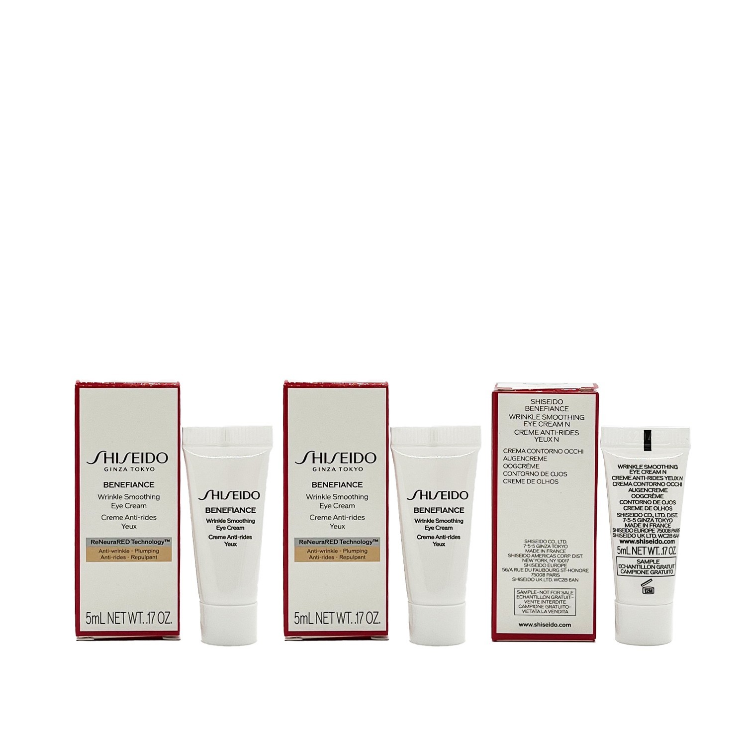 3 x Shiseido Benefiance Wrinkle Smoothing Eye Cream 5ml/0.17oz ea = 15mL TOTAL