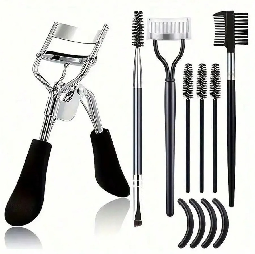 11-in-1 Eyelash Grooming Kit with Curler, Comb, Wand & 4 Silicone Pads