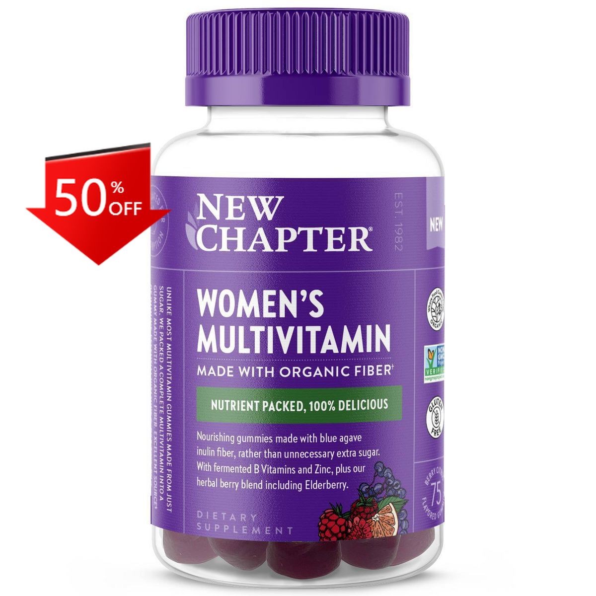 New Chapter Women’s Non-GMO and Gluten Free Organic Multivitamin Gummies – 75ct