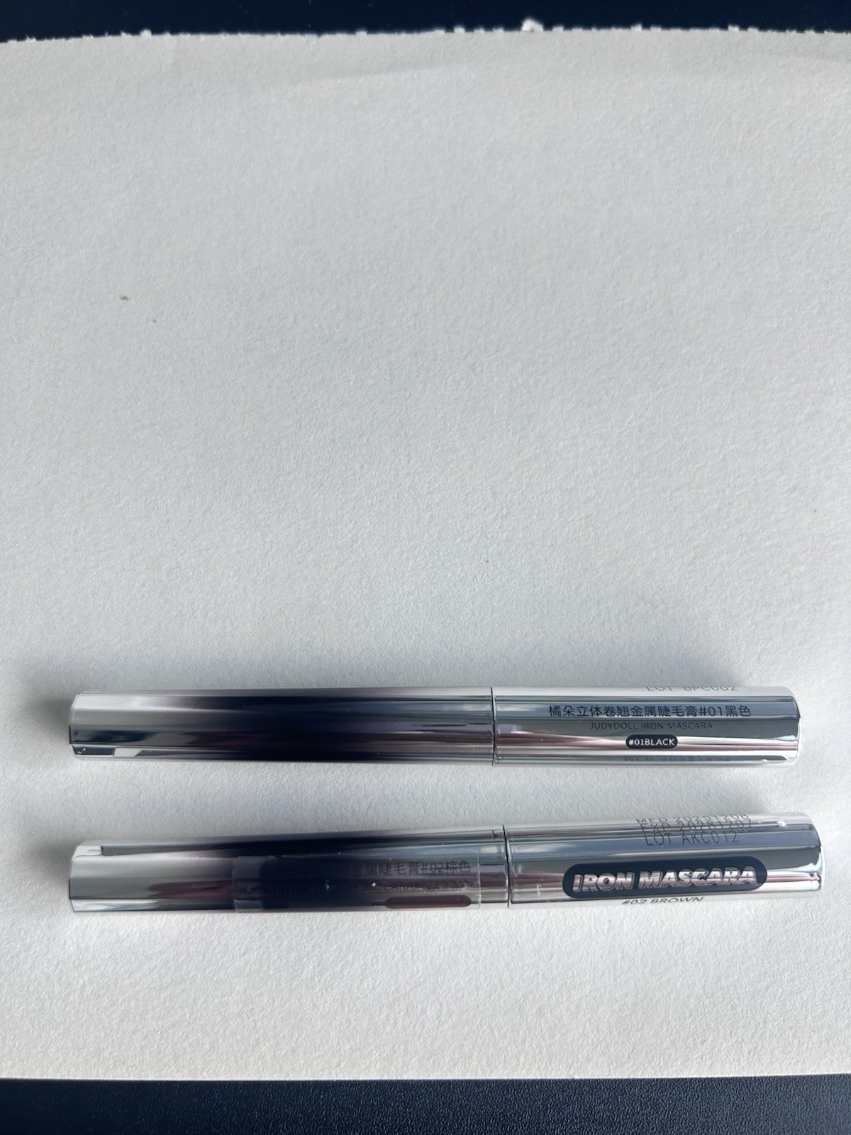JUDYDOLL Iron Mascara Set #01 and Black #02 Brown Waterproof Lengthening 2x3g