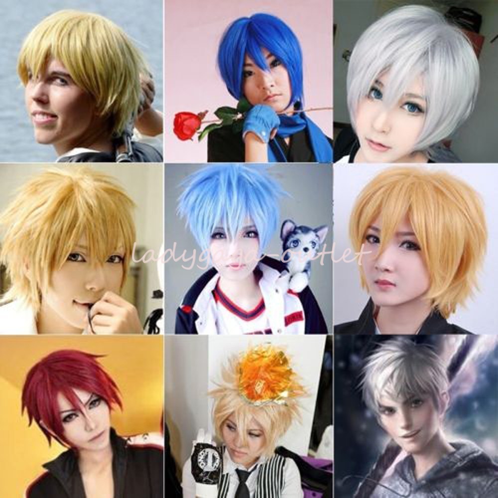 UNISEX Women Men Straight Short Hair Wig Cosplay Party Anime Full Wigs 20 Colors