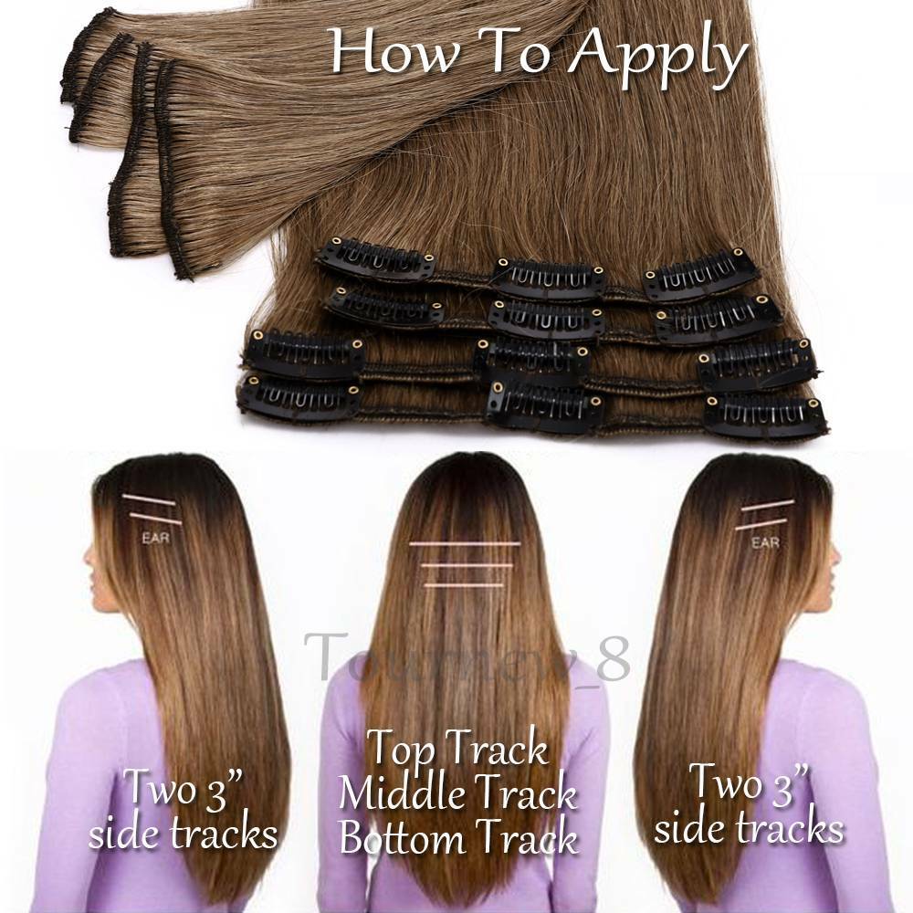 12″-24″ CLIP in Hair Extensions 100% Real Remy Human Hair Extensions Full Head O
