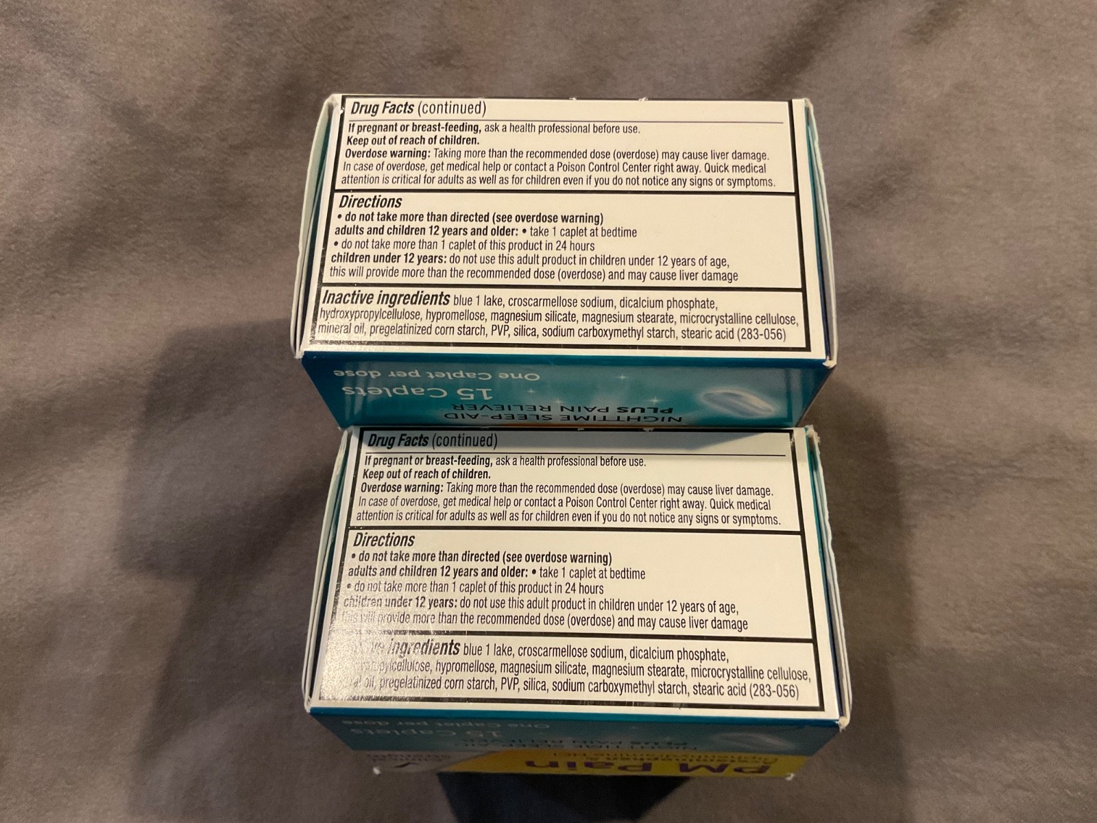 2 Boxes Unisom PM Pain Caplets Acetaminophen & Diphenhydramine HCl 5/2026 15Ct