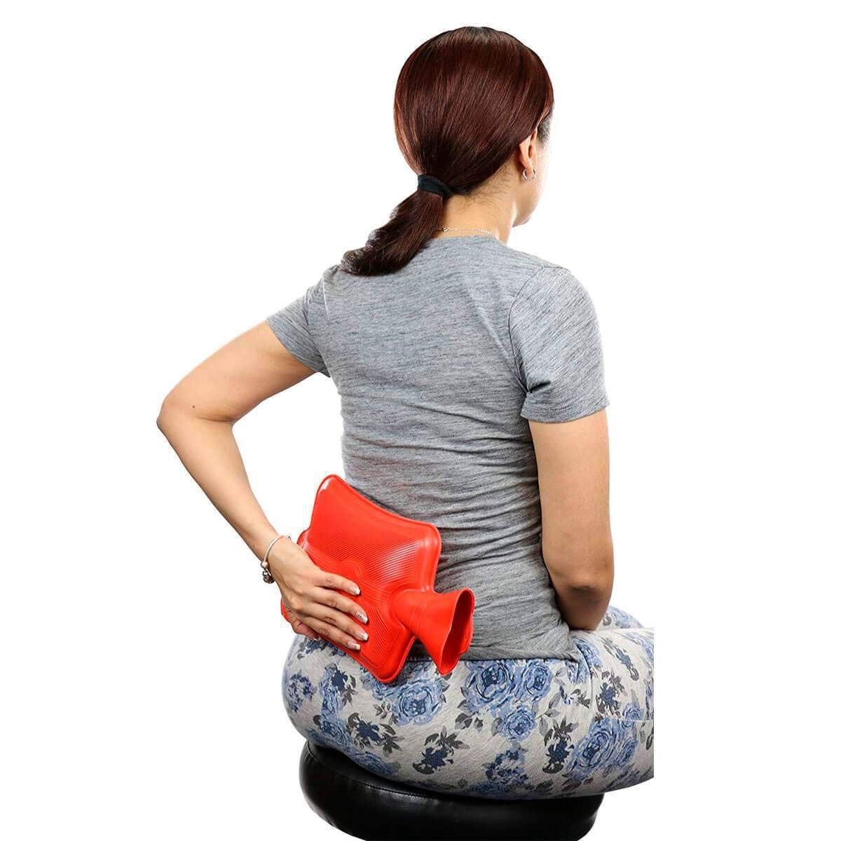 Classic Red Rubber Hot Water Bottle, Compress, Pain 8″ x 1″ x 6″, red