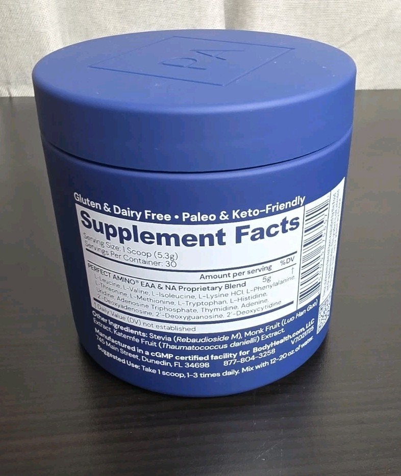 BodyHealth PerfectAmino Powder – Unflavored – 30 Servings BCAA Post Workout