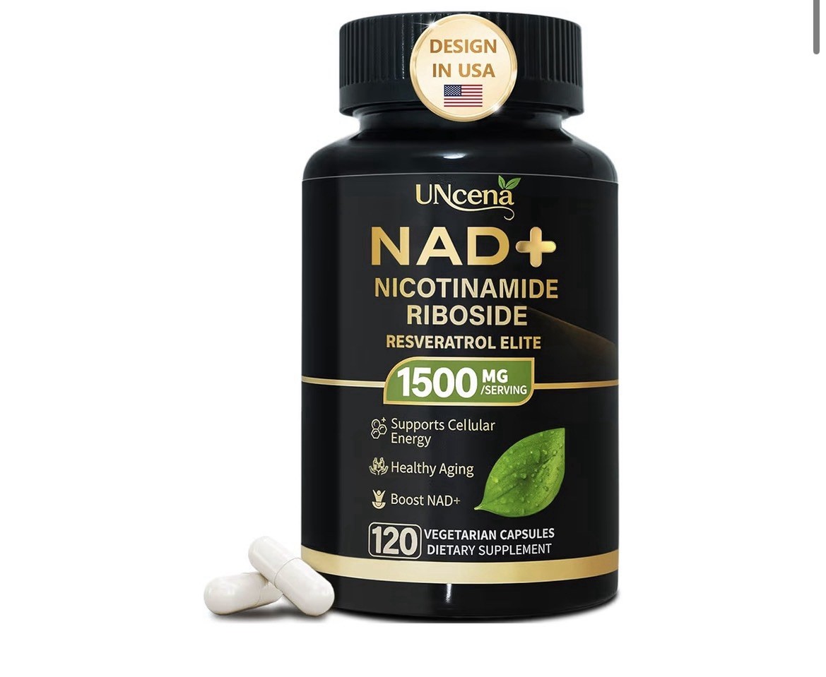 UNcena NAD+ Capsules Nicotinamide Riboside Resveratrol 1500mg 120 Veg