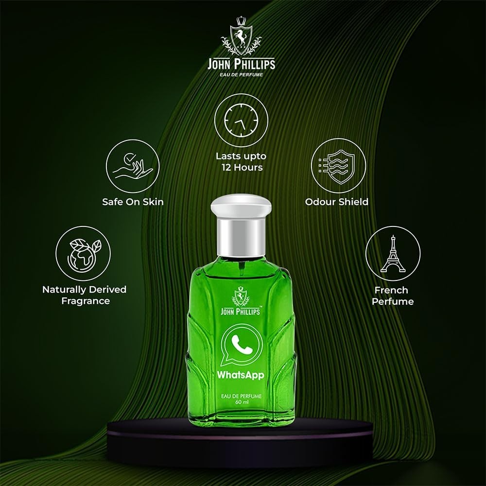 JOHN PHILLIPS Whatsapp Eua De Long-Lasting Perfume for Men (60ml) Pack of 1