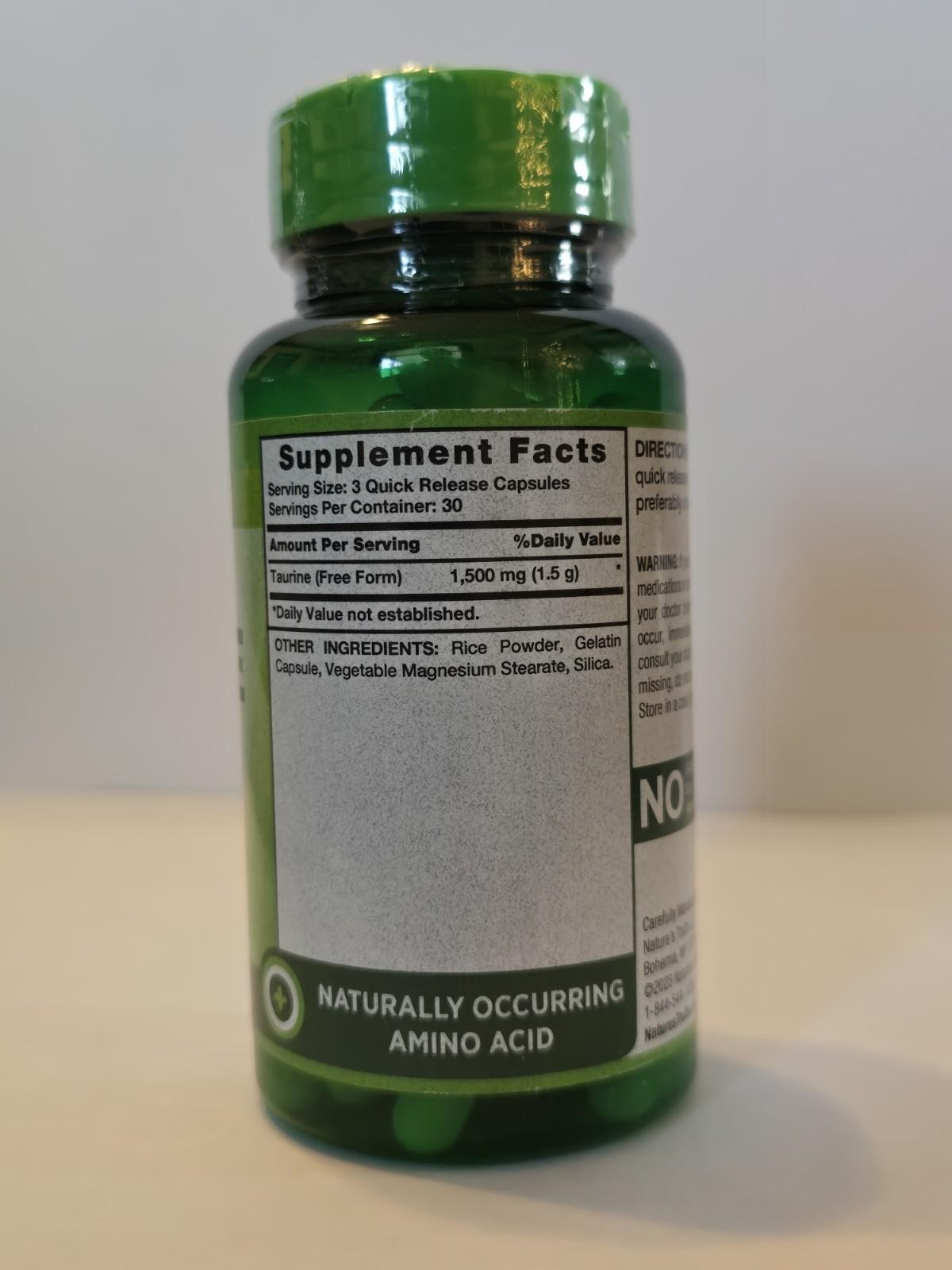 Nature’s Truth Taurine Supplement | 1500Mg | 90 Capsules 09/2026
