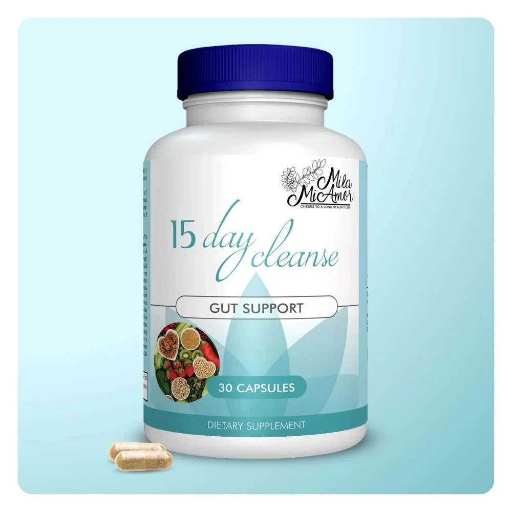 15 Day Cleanse Capsules Gut Colon Digestion Support Detox Psyllium Husk 30 Pills