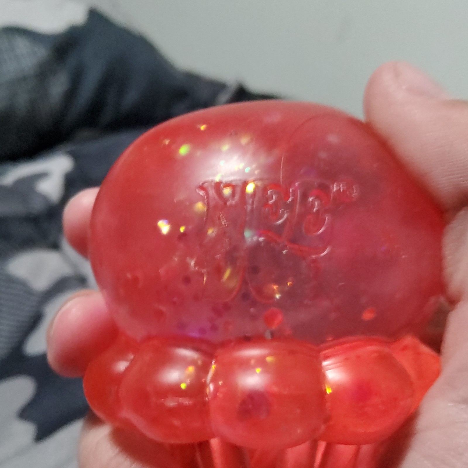 Red Light-Up Gel Squeeze Ball Stress Reliever, Battery Powered, 3 in