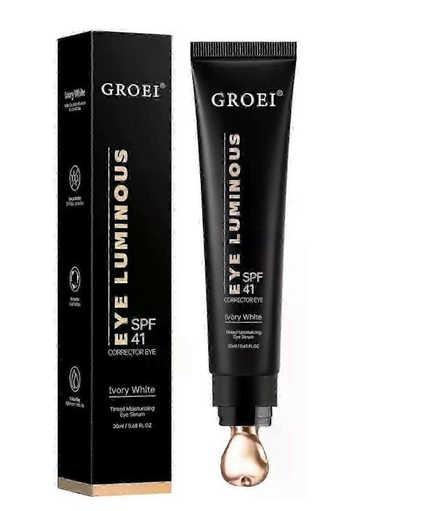 GROEI branded tinted moisturizing eye serum in the shade Ivory White.
