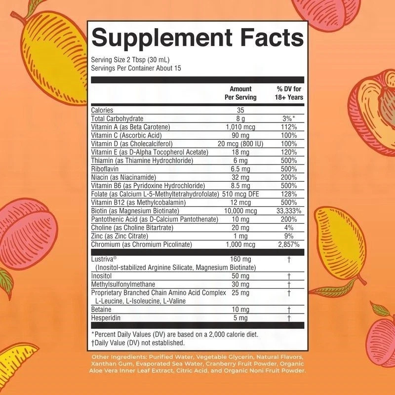 3 Pack Mary Ruth’s Morning Multivitamin Hair Growth Solution Peach Mango 15.22OZ