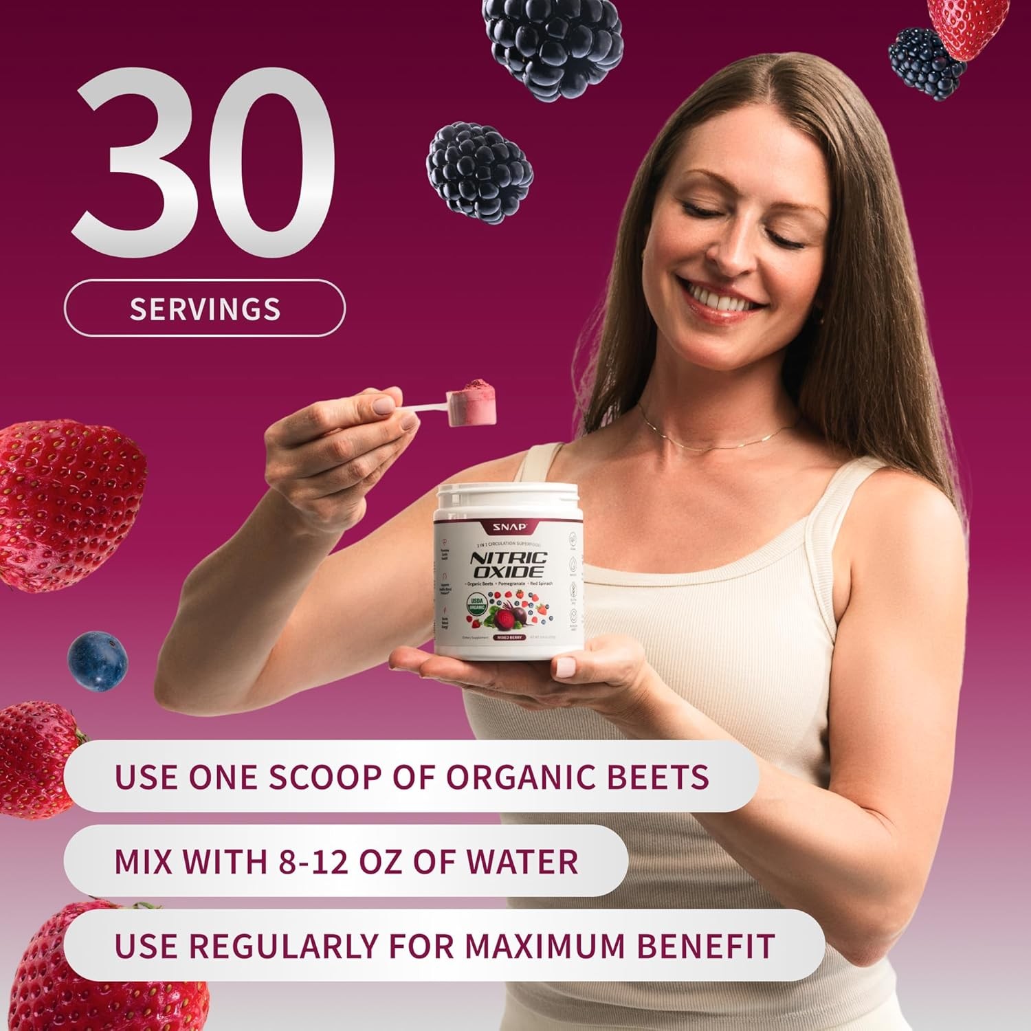 USDA Organic Beet Root Powder Nitric Oxide Supplements for Men Women Pomegranate