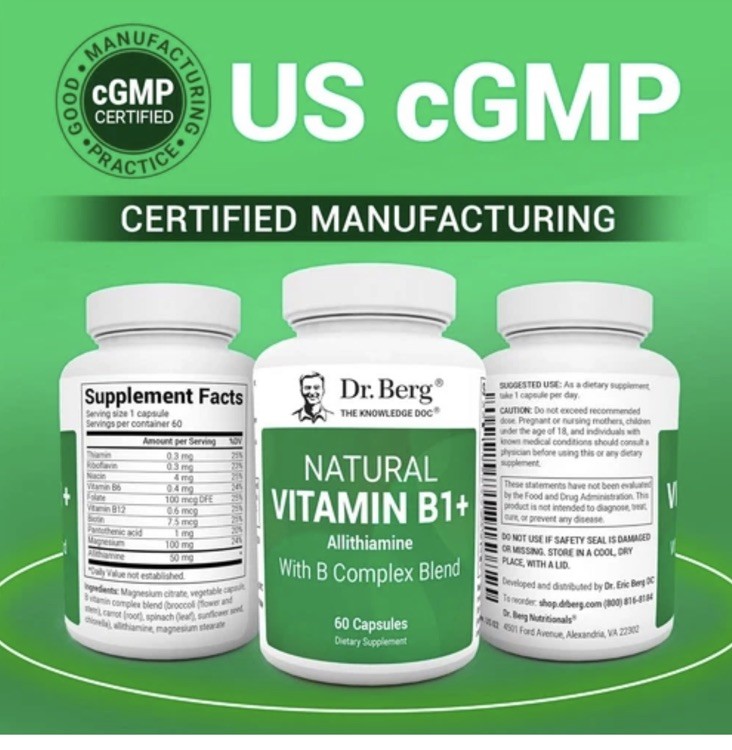 Dr. Berg Natural Vitamin B1 B6 B12 Complex – Allithiamine B1…exp 04/2026
