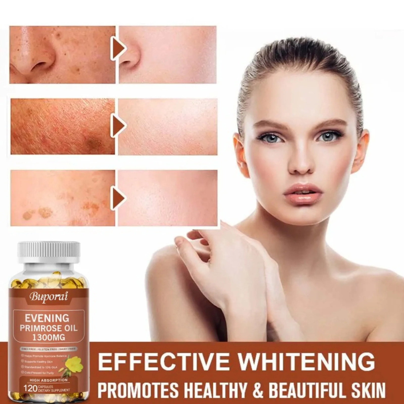 Evening Primrose Oil 120pcs, Nutrient Absorption,Skin Health, Maintains Vitality