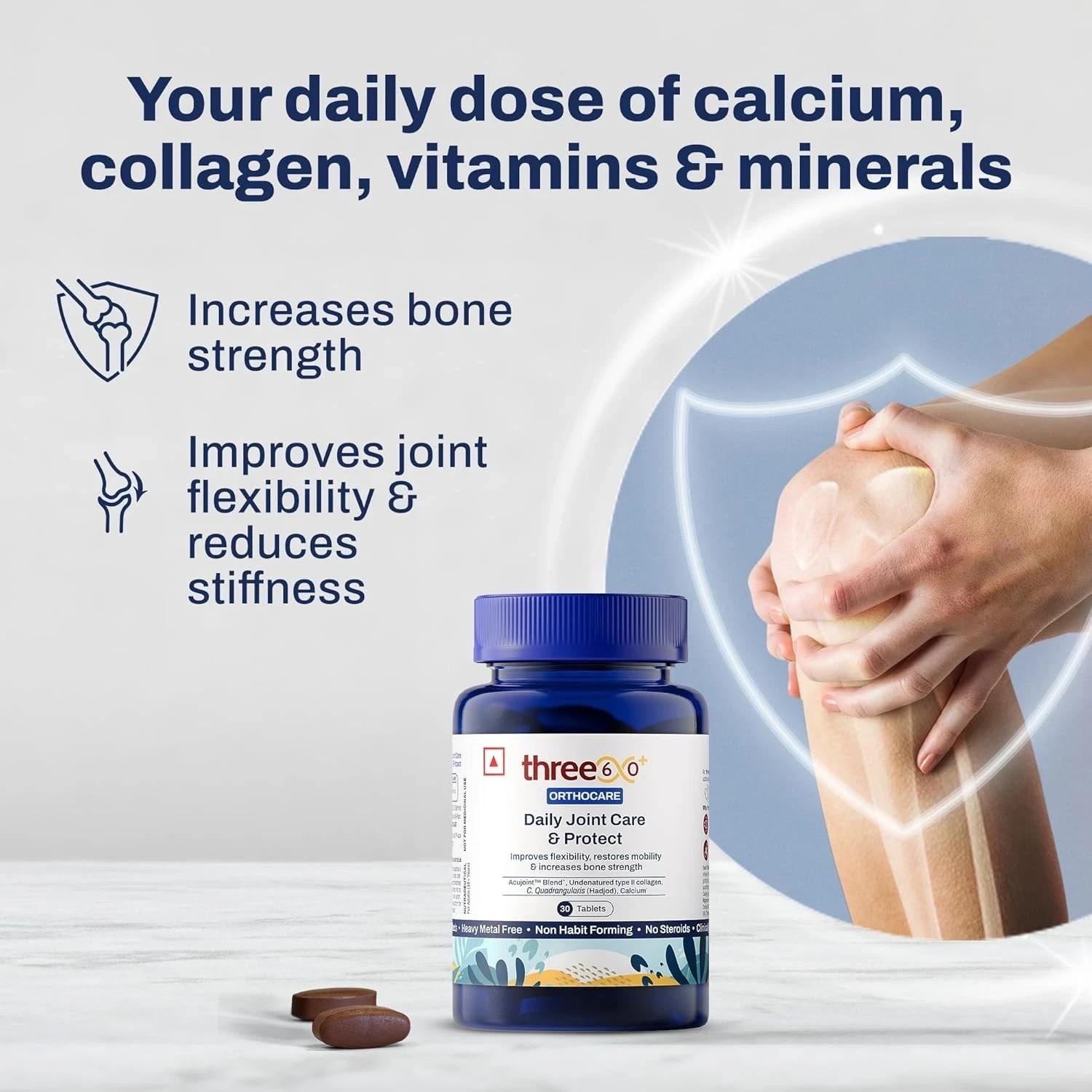 three60+ Daily Joint Care And Protect Tablets, 30 Tablets