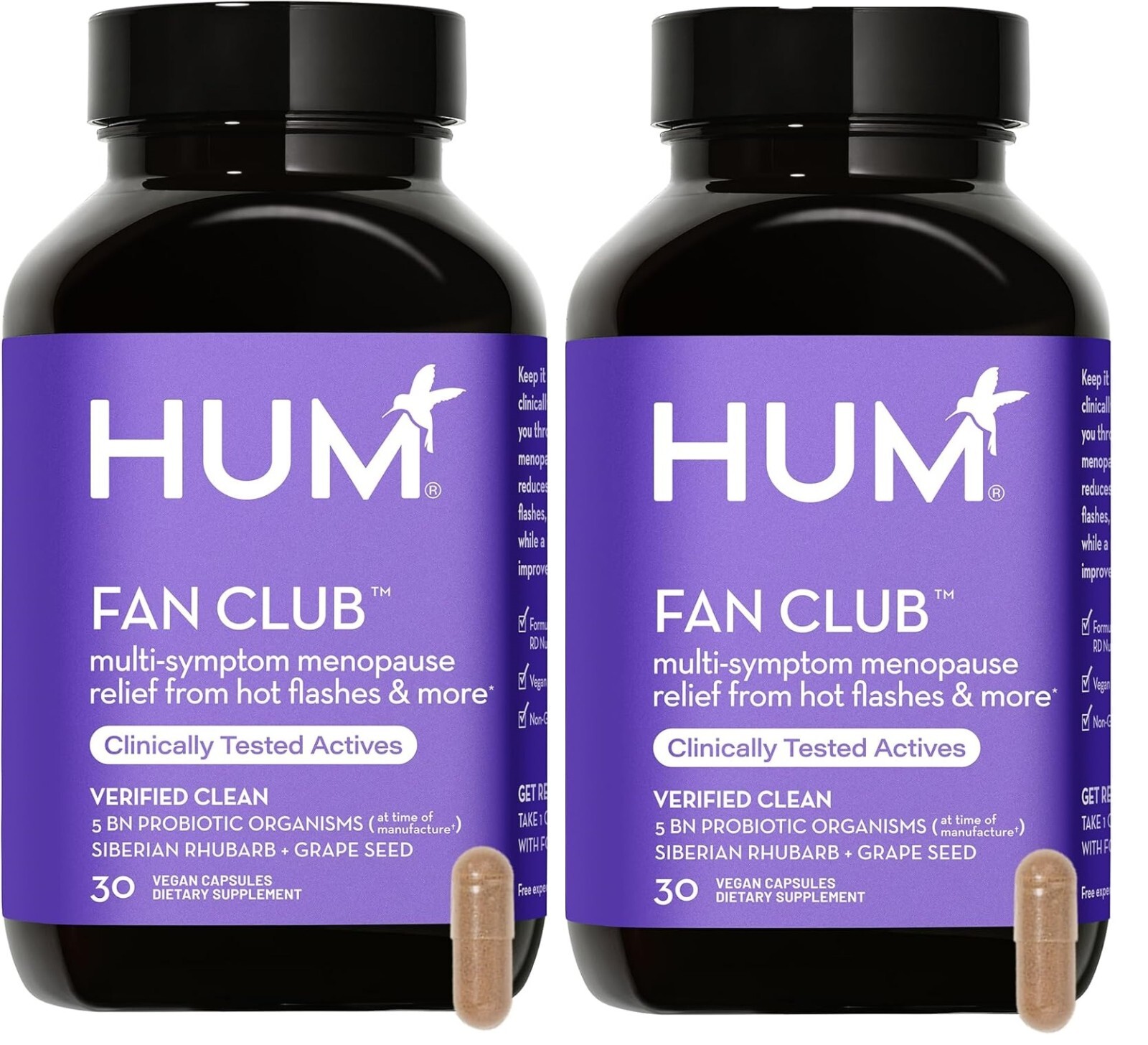 Pack of 2 – HUM Fan Club Menopause Probiotic Supplement with Siberian Rhubarb