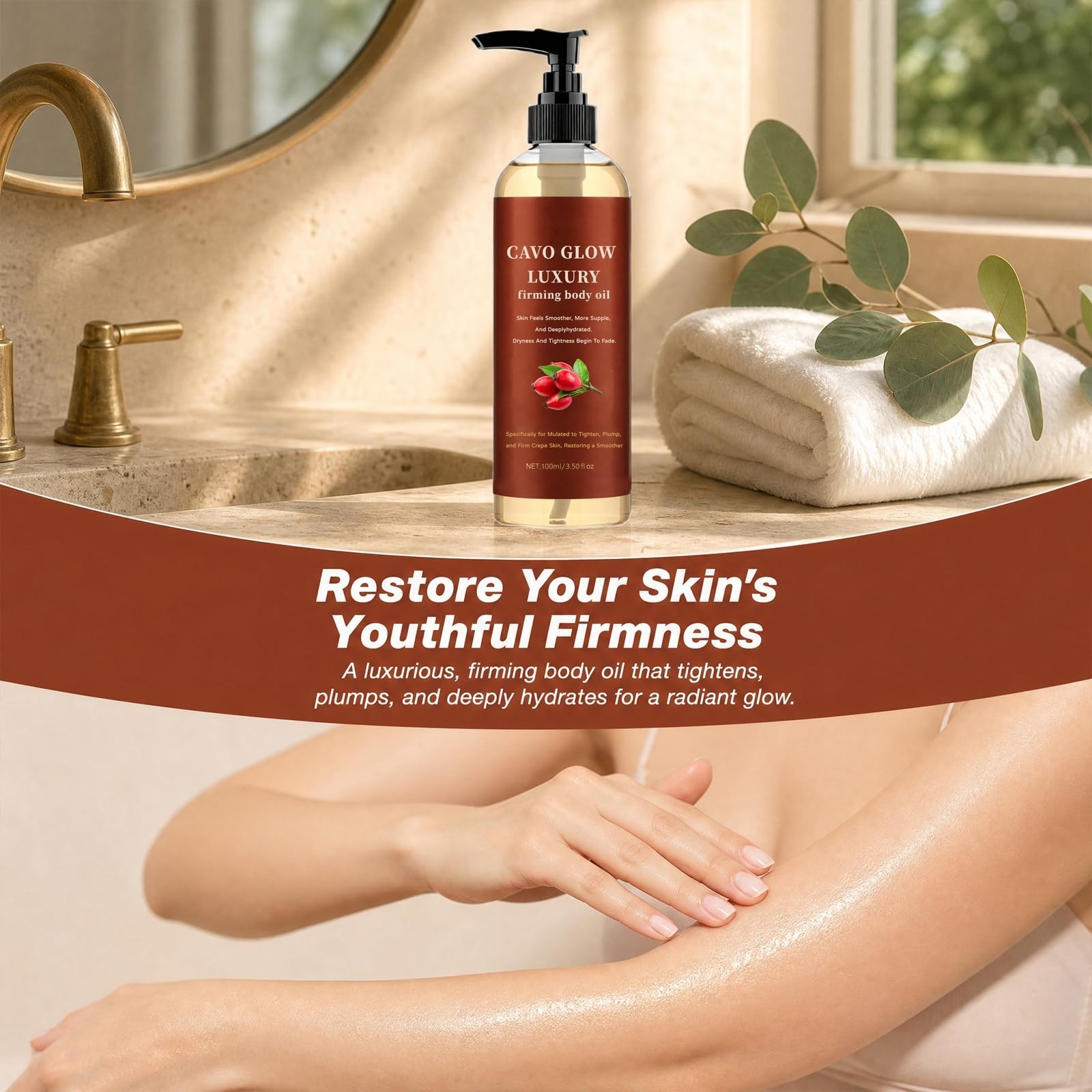 Cavo Glow Luxury Firming Body Oil Anti Crepe Skin Tightening Hydrating Glow Oil