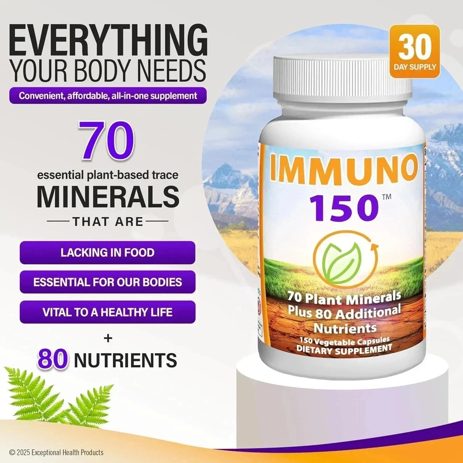 Immuno 150, Immune Support Supplement, Packed with 70 Plant Minerals