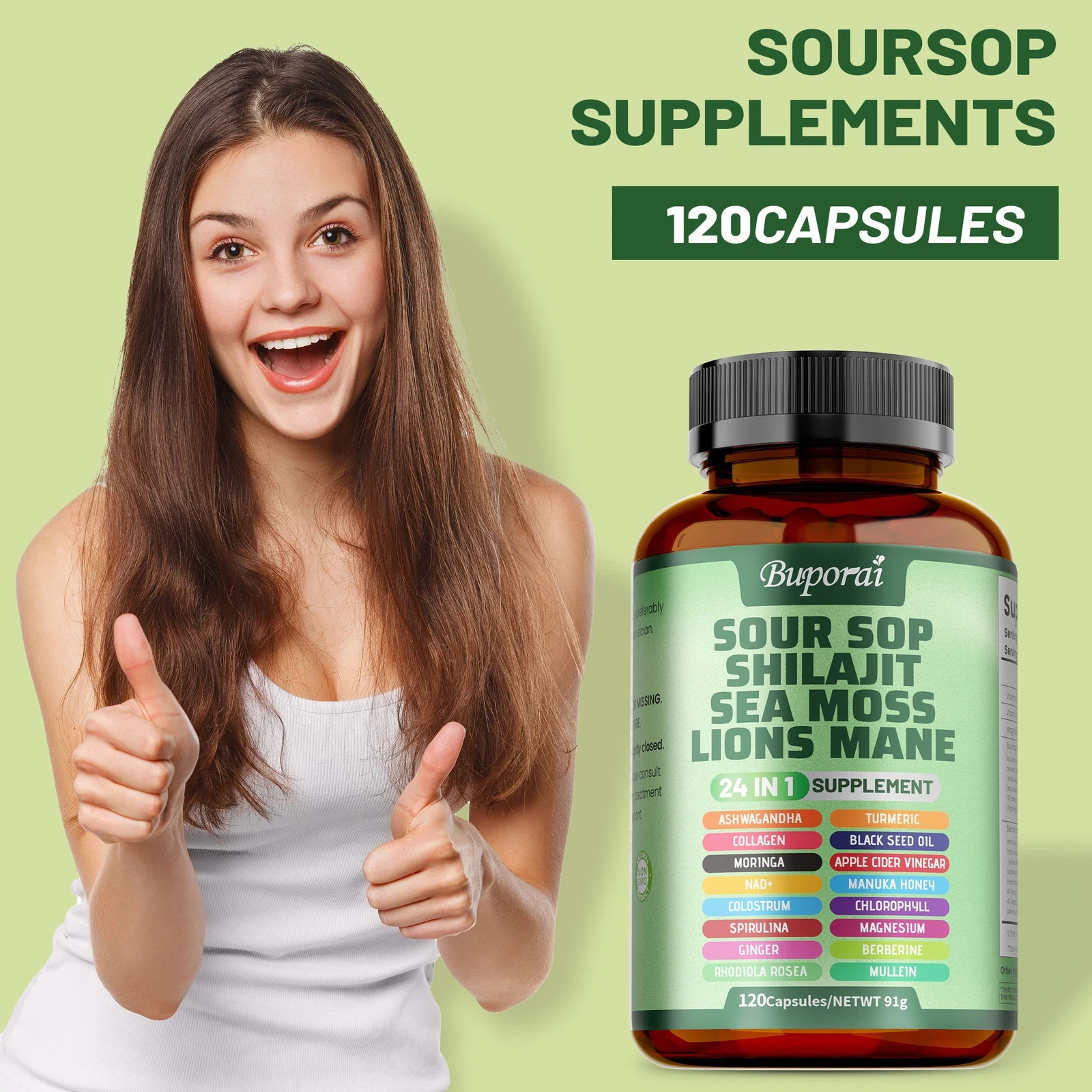 2PACK 24-in-1 Soursop Shilajit Sea Moss Lion’s Mane – Antioxidants/ Joint/ Skin