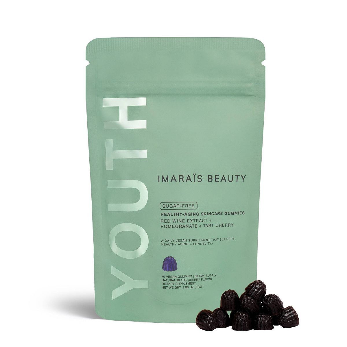2 Pack Imarais Beauty Youth Skincare Gummies, 60 Gummies total Black Cherry
