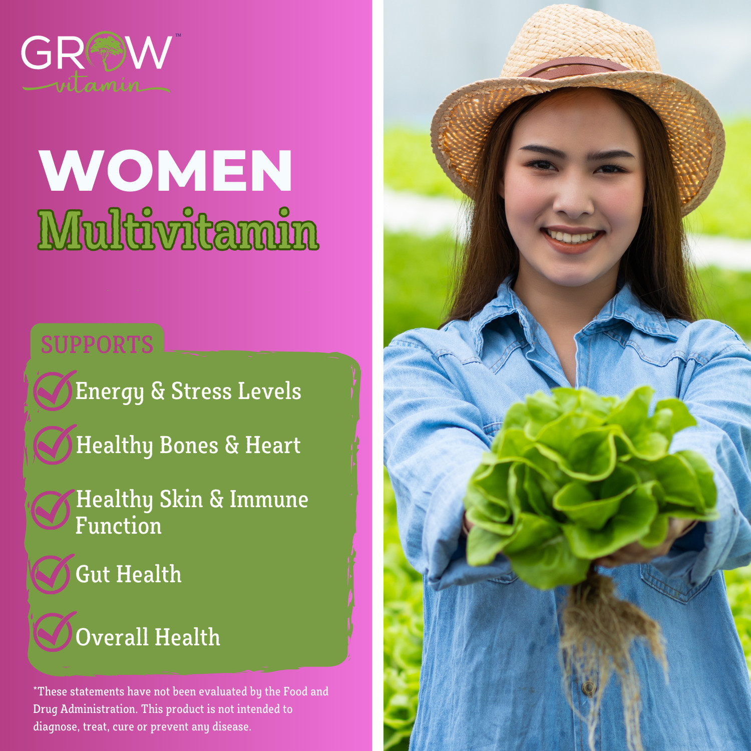 Women Organic Whole food multivitamin & Multi-Mineral, One Daily, 60 days supply
