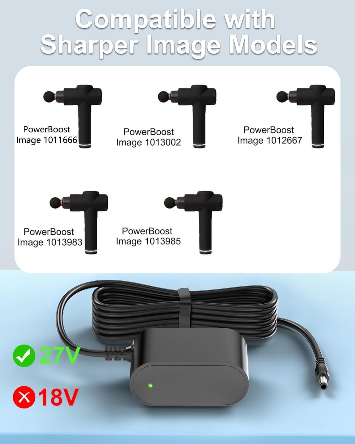 27V Massage Gun Charger for Deep Tissue Cordless Massager – 6FT Power Cord