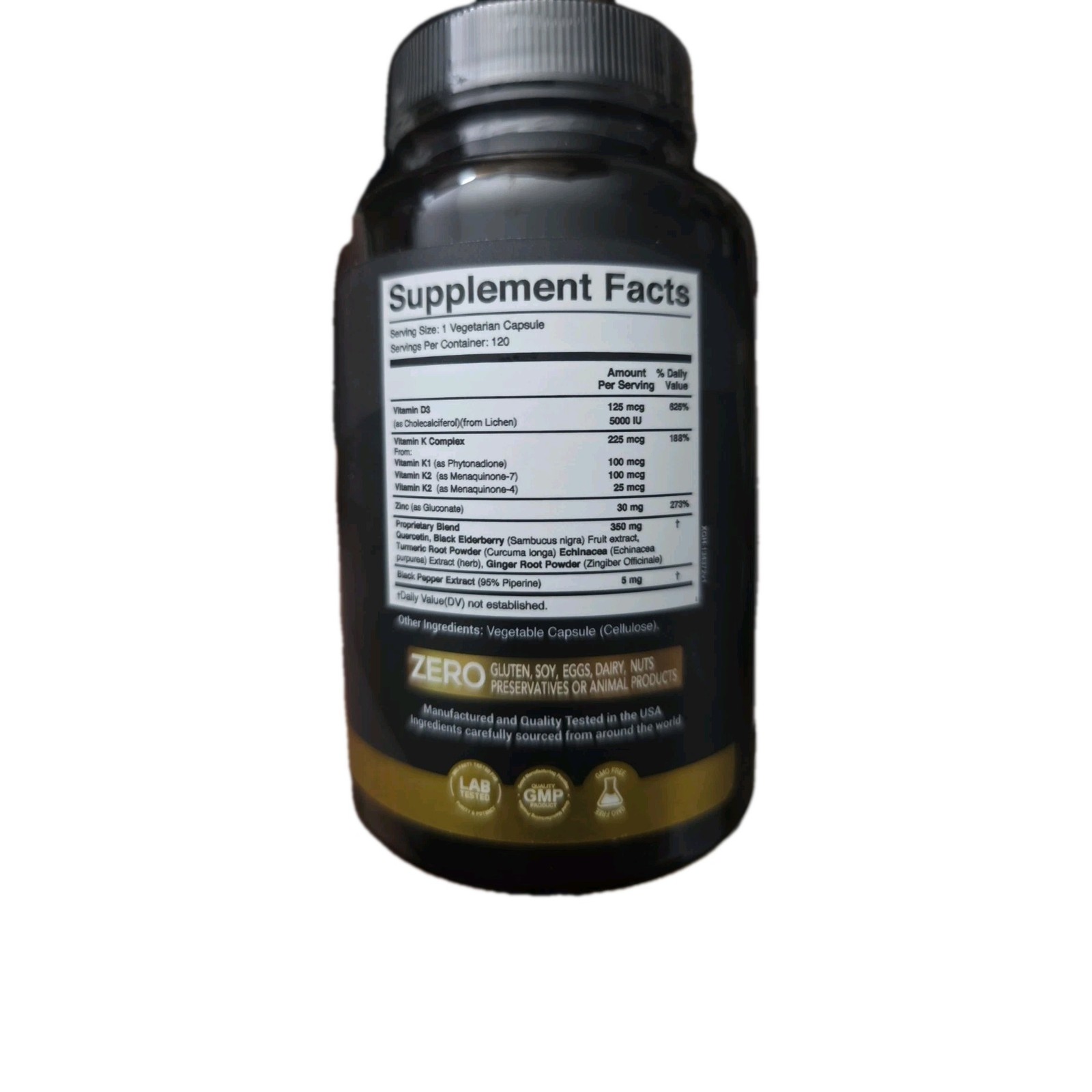 X Gold Health Vitamin D3 K2 K1 8-in-1 Supplement 120 Caps | Elderberry Turmeric
