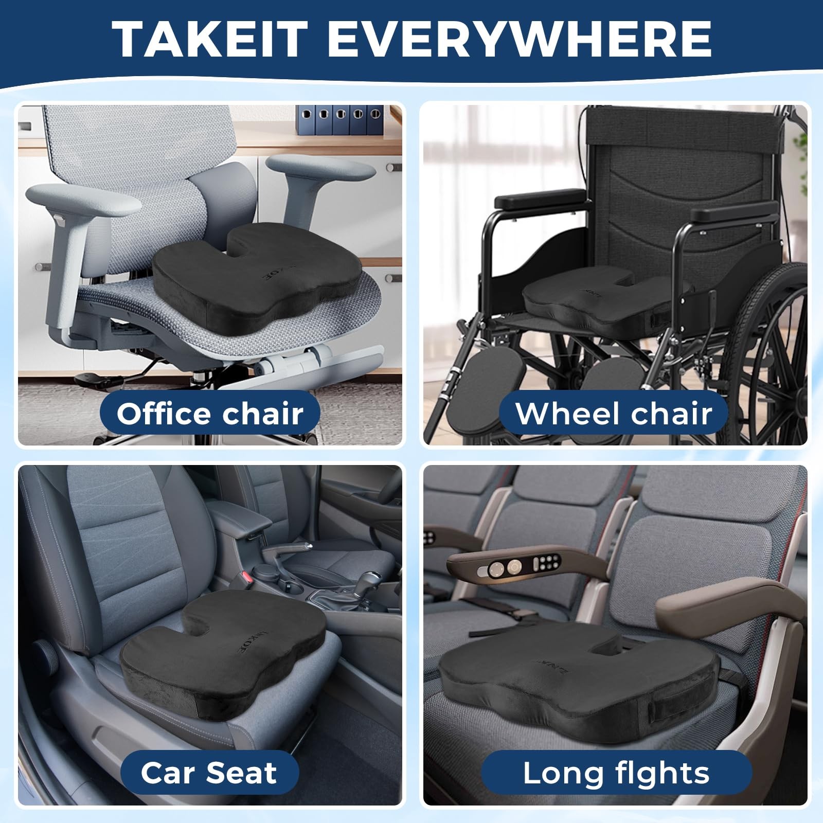 Gel Memory Foam Layer Wheelchair Cushion Wheelchair Office Chair, Kitchen Ch…