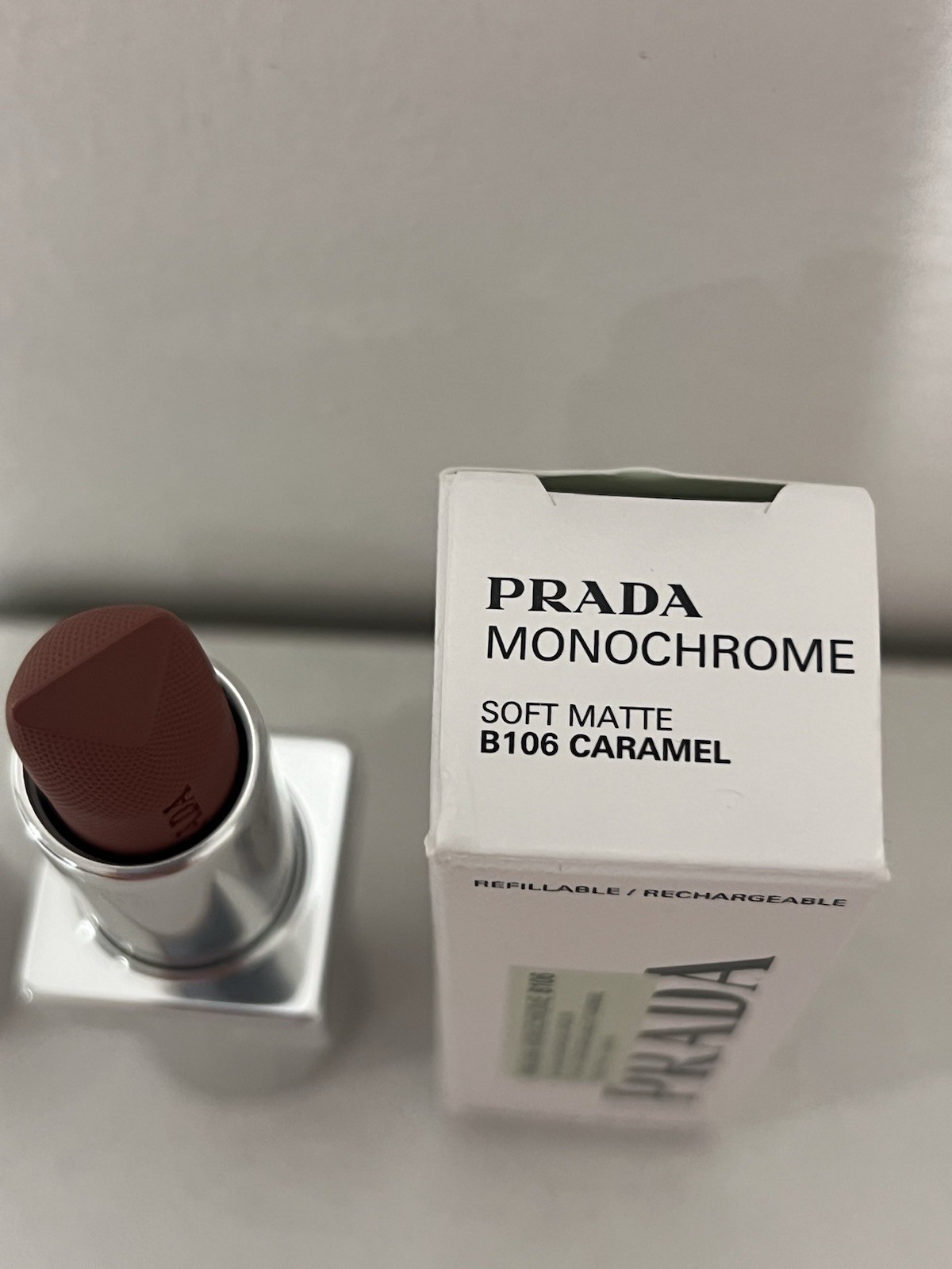 Prada Monochrome Soft Matte Lipstick B106 Caramel 3.8g NIB