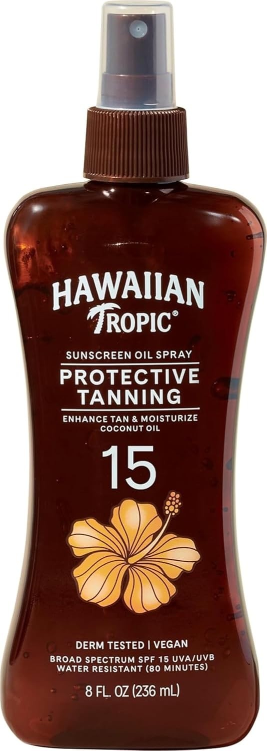 Two 2 Island Glow Protective Spray Oil Tanning SPF 15 Hawaiian Tropic 8 oz each