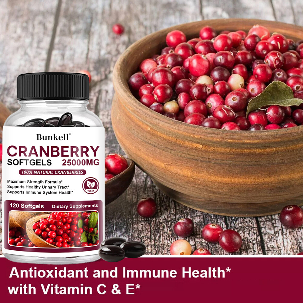 Cranberry Capsules Pills 30,000mg Supplement+Vitamin C Concentrate Extract