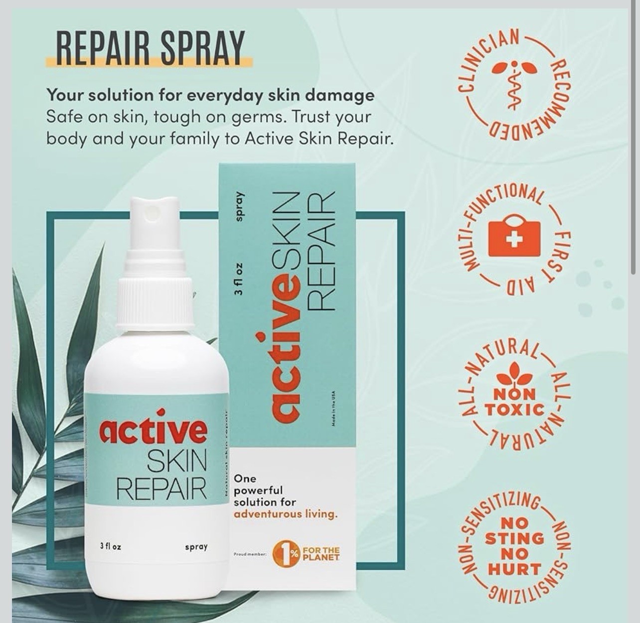 Active Skin Repair First Aid Healing Skin Spray – Natural