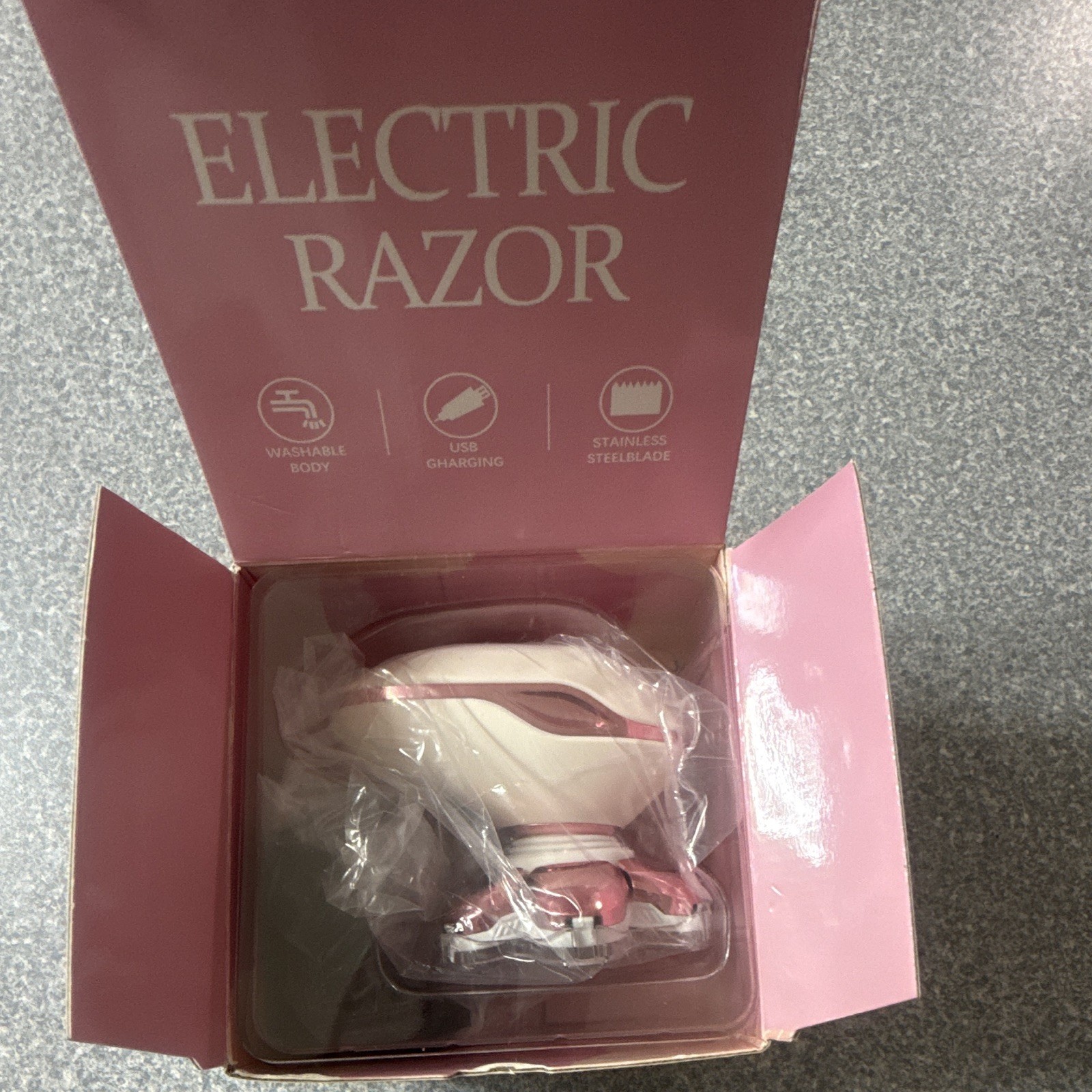 Women’s 5-Head Rotary Electric Shaver, USB Rechargeable Washable Pink/White