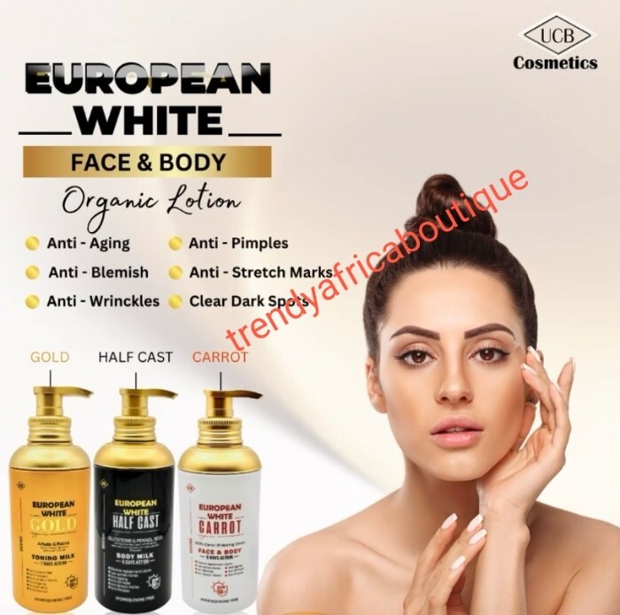 3pcs. European White Half-C Organic Lightening Body Lotion, Face Cream & Serum