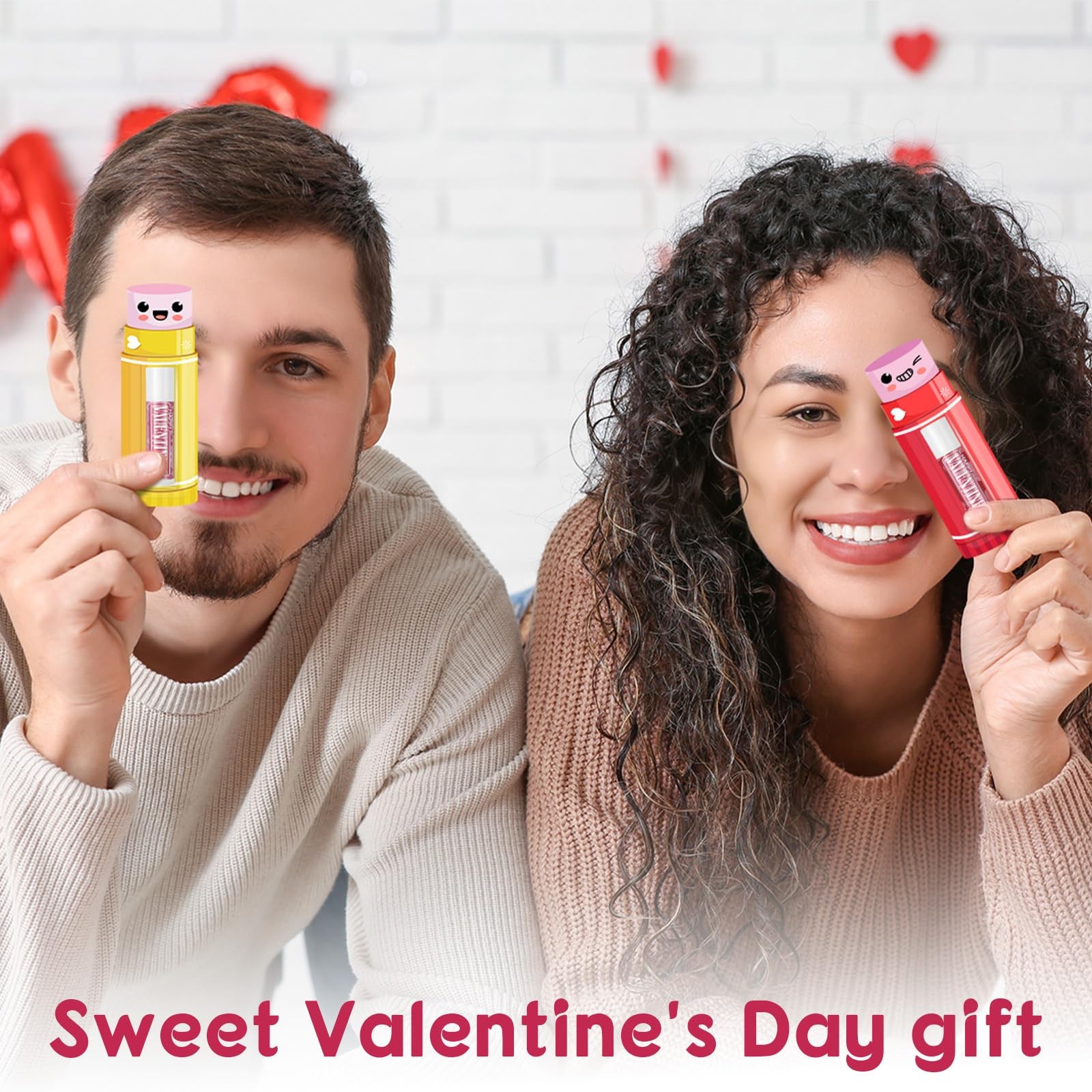 24 Set Valentine’s Gift Lip Balms Bulk with Cards Galentine’s Day Gifts Valen…