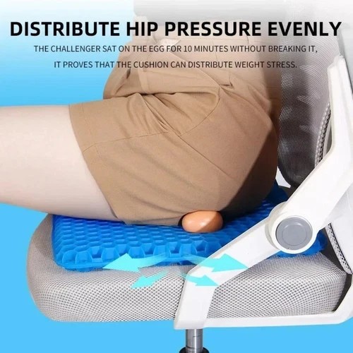 Gel Seat Cushion with Non-Slip Cover | Breathable Comfort Honeycomb Design