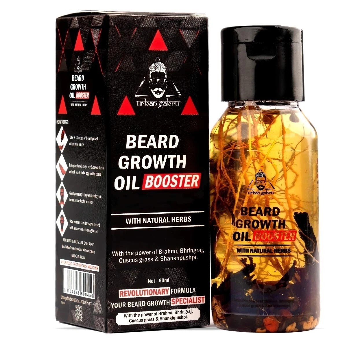 Beard Booster Growth Oil for Men Natural Enriched with Herbs & Jadibuti (60 ml)